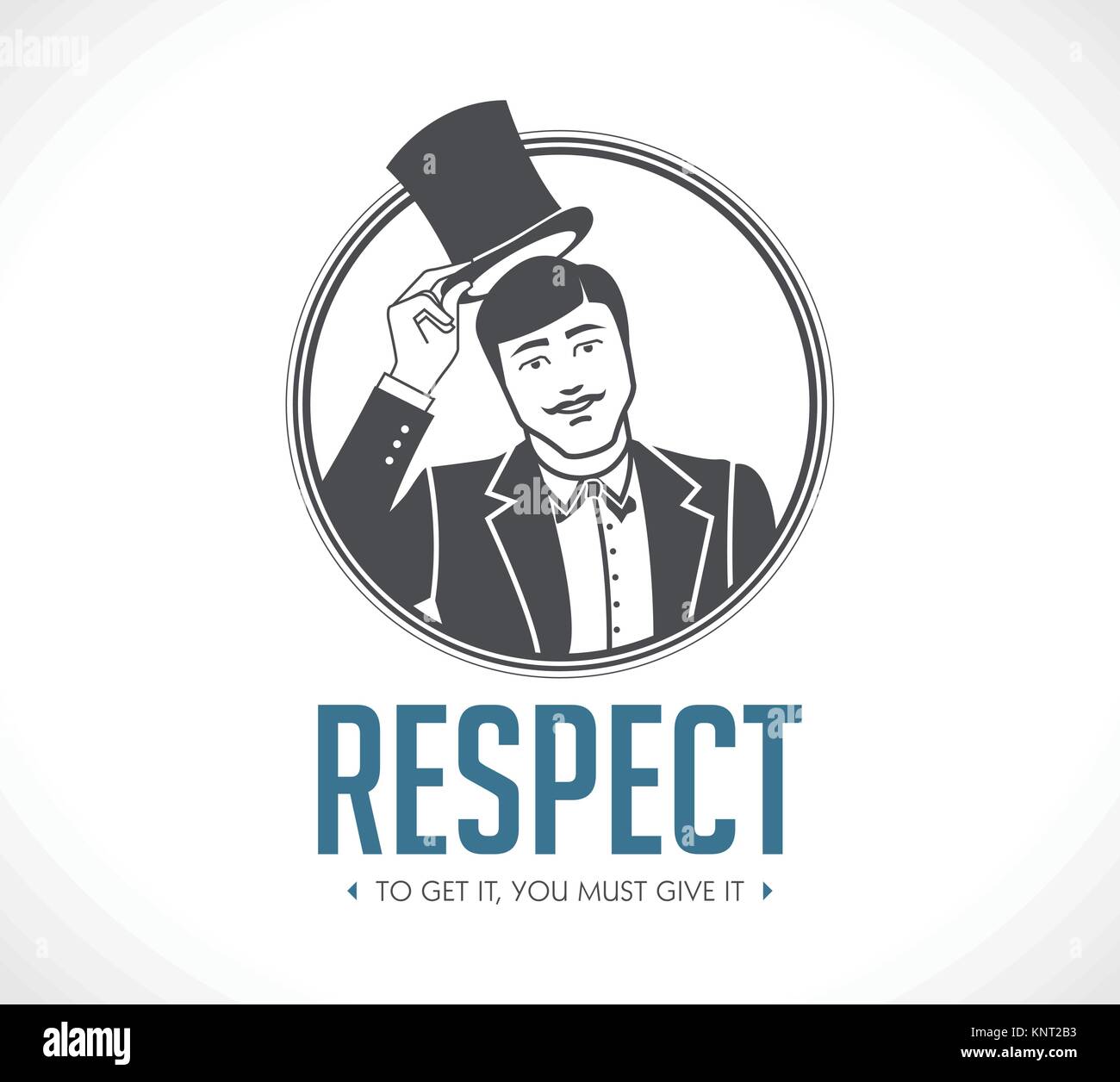 Respect - logo - homme signe concept décoller son chapeau - icône ...