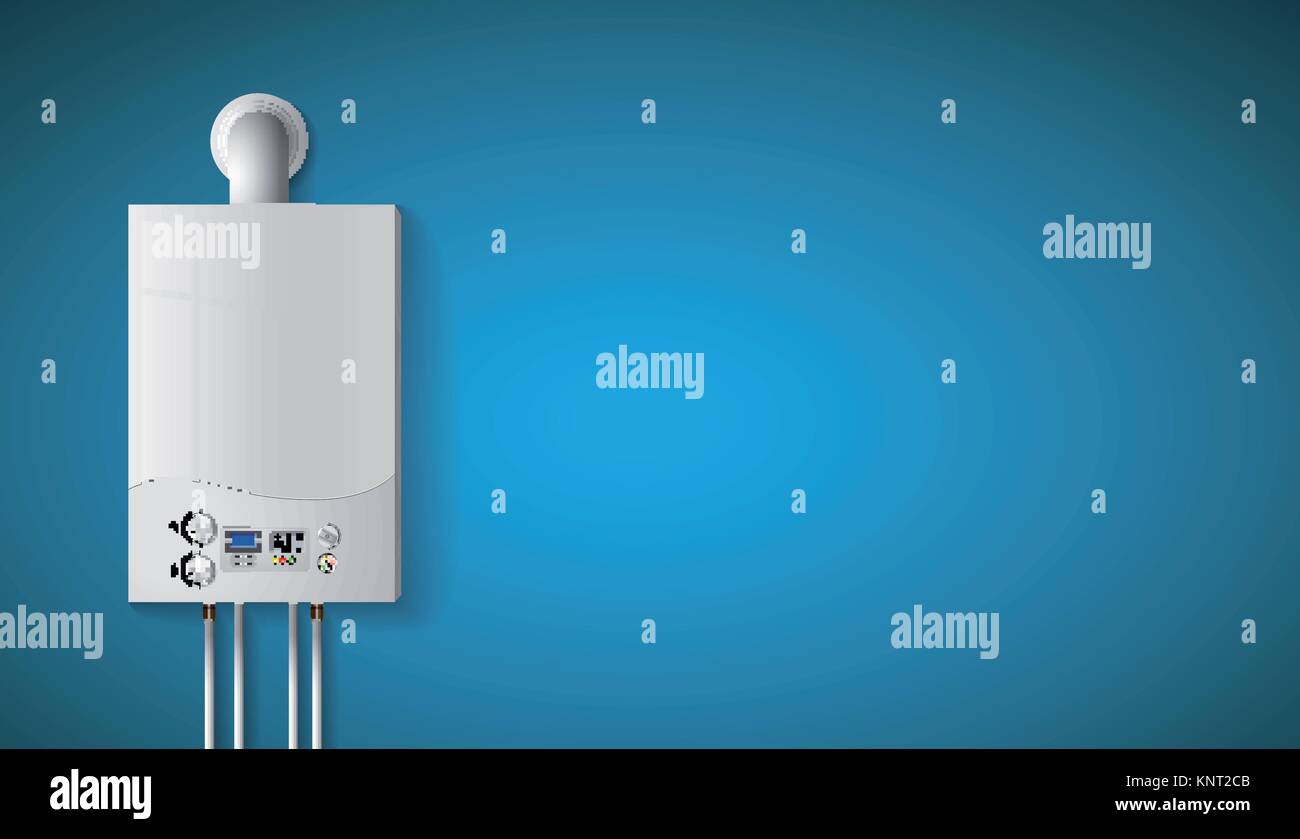 Chauffage maison moderne accueil concept - chaudière à gaz - énergie et économies d'argent - stock illustration Illustration de Vecteur