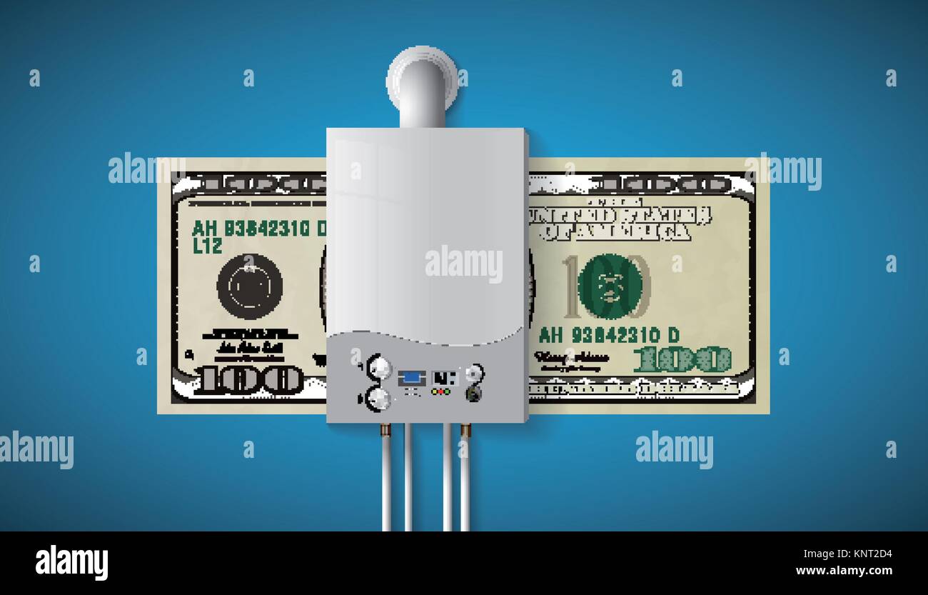 Chauffage maison moderne accueil concept - chaudière à gaz - énergie et économies d'argent - stock illustration Illustration de Vecteur