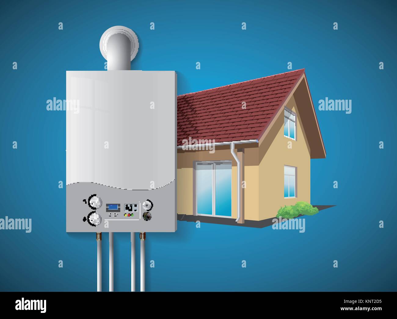 Chauffage maison moderne accueil concept - chaudière à gaz - énergie et économies d'argent - stock illustration Illustration de Vecteur