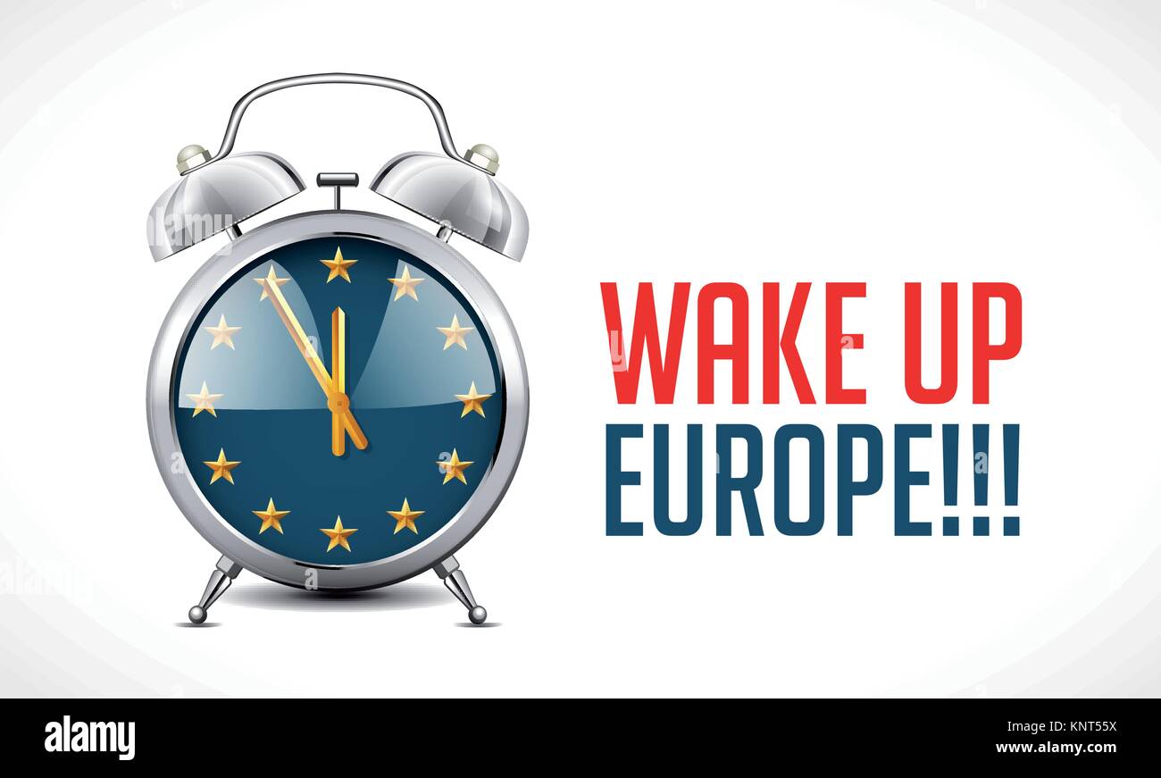 Réveil avec drapeau de l'UE - Service Europe concept - stock d'illustratio Illustration de Vecteur