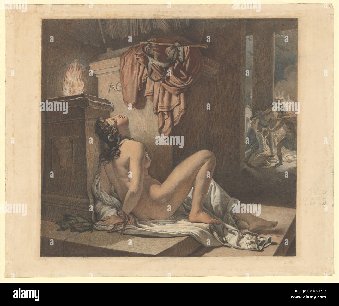 Cette peinture de 1810 de Jérôme-Martin Langlois représente Cassandre dans le temple d'Athéna pendant la chute de Troie, implorant la déesse de se venger contre Ajax. La toile a remporté une médaille de deuxième classe au salon de Paris et a été achetée par Louis XVIIème Banque D'Images