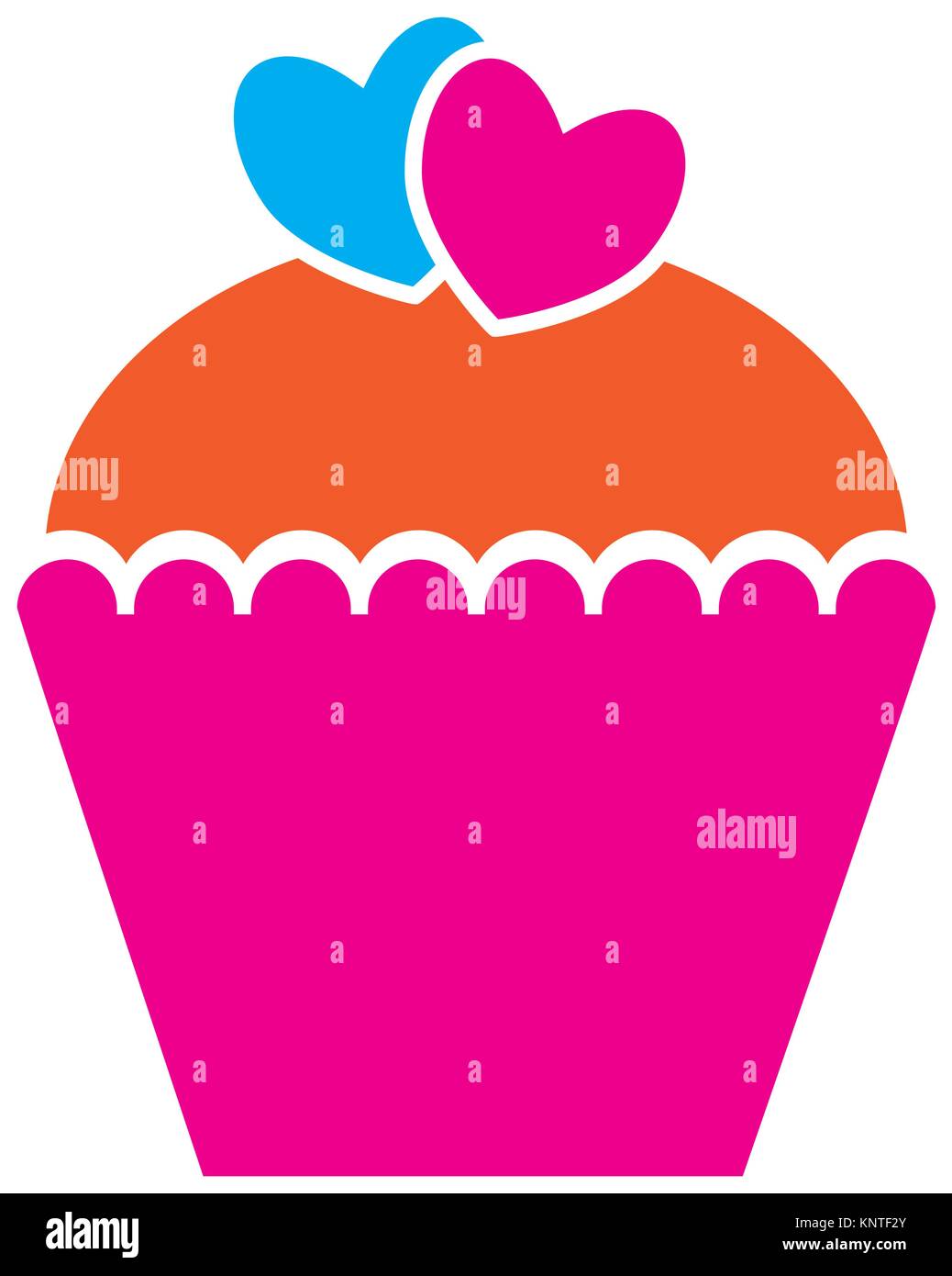 Cupcake ou muffin décoré avec des coeurs pour la Saint Valentin Saint Valentin ou concept pour l'amour passion valentine Valentines Day isolé sur fond blanc Illustration de Vecteur