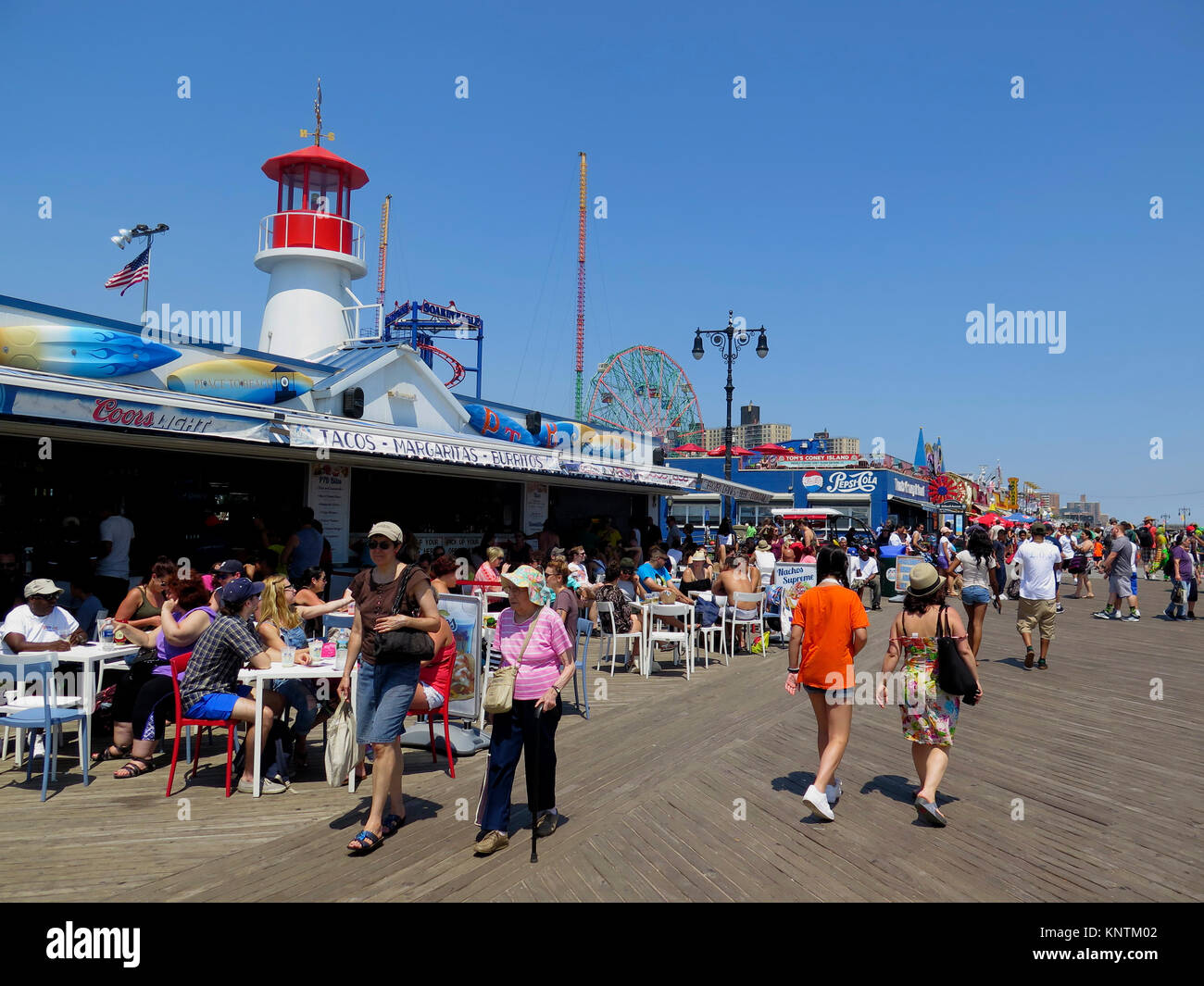 Lieu de bar de plage, promenade Boardwalk, Coney Island, Brooklyn, New York, USA Banque D'Images