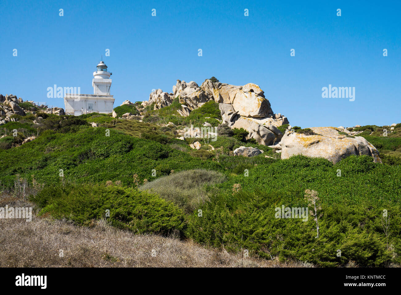 Phare de Capo Testa, Santa Teresa di Gallura, Sardaigne, Italie, Méditerranée, Europe Banque D'Images