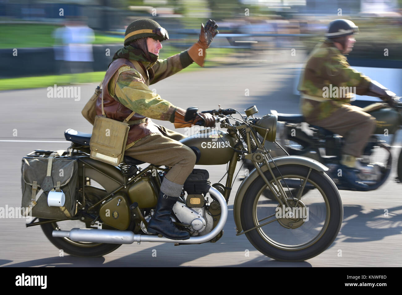 BSA M20, Goodwood Revival 2014, Goodwood Revival 2014 Vendredi, l'Armée de vélos, Goodwood, Goodwood Revival 2014, Goodwood Road Transport Corps Militaire, bik Banque D'Images