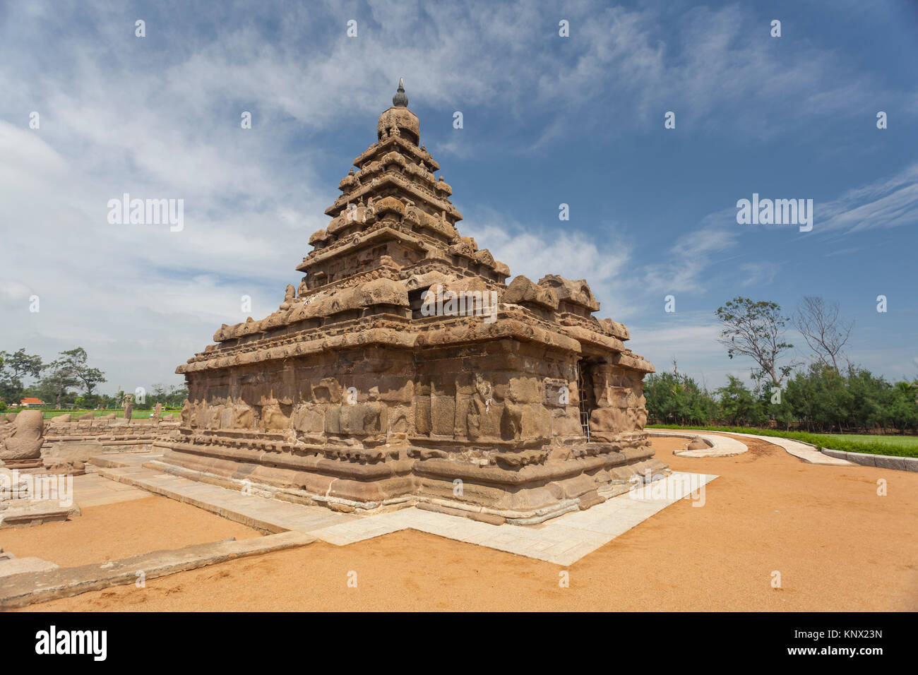 L'Asie, l'Inde, le Tamil Nadu, Mamallapuram, Shore Temple Banque D'Images