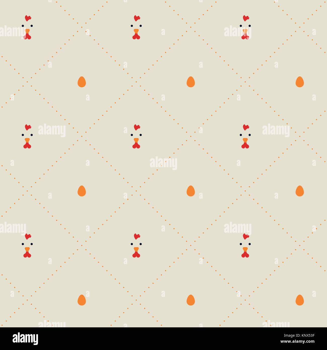 Modèle vectoriel continu avec des œufs de poules mignon et pointillés Illustration de Vecteur