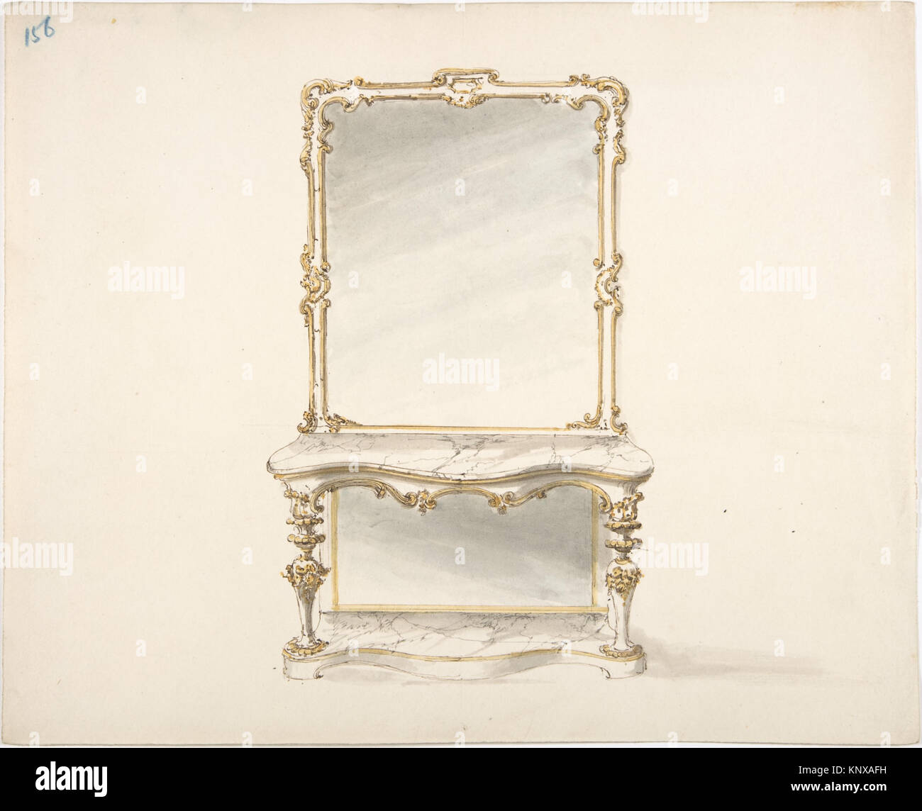 Conception pour une table en marbre avec miroir orné d'or atteint 386884  DP807277 Photo Stock - Alamy