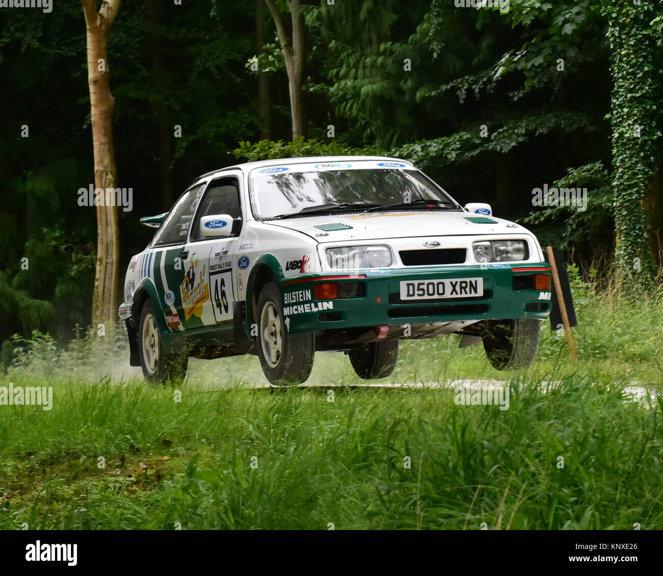 Duncan Waite, Ford Sierra Cosworth, D 500 XRN, Forest rally, Goodwood FoS 2015, 2015, Classic, poussières, animation, intrépide, Festival of Speed, Banque D'Images