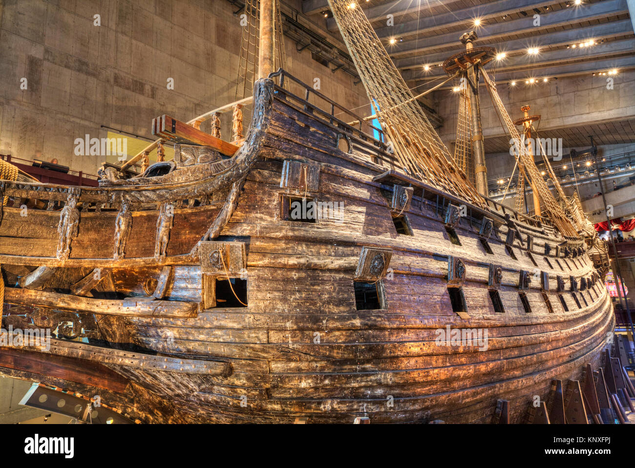 Navire de guerre du 17ème siècle, le Musée Maritime Vasa (Vasamseet), l'île de Djurgarden, Stockholm, Suède Banque D'Images