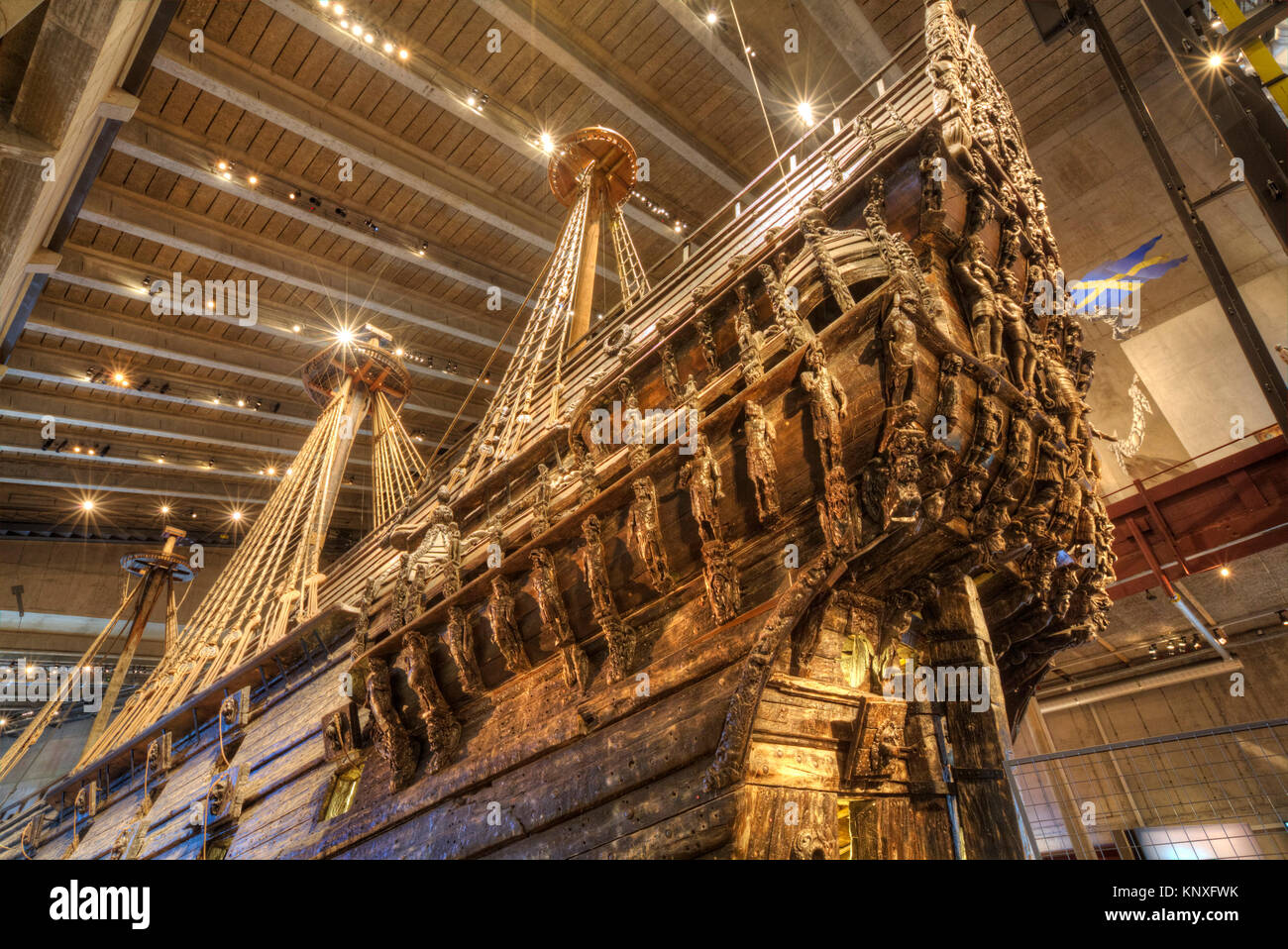 Stern, navire de guerre du 17ème siècle, musée Vasa (Vasamuseet) Maritime, l'île de Djurgarden, Stockholm, Suède Banque D'Images