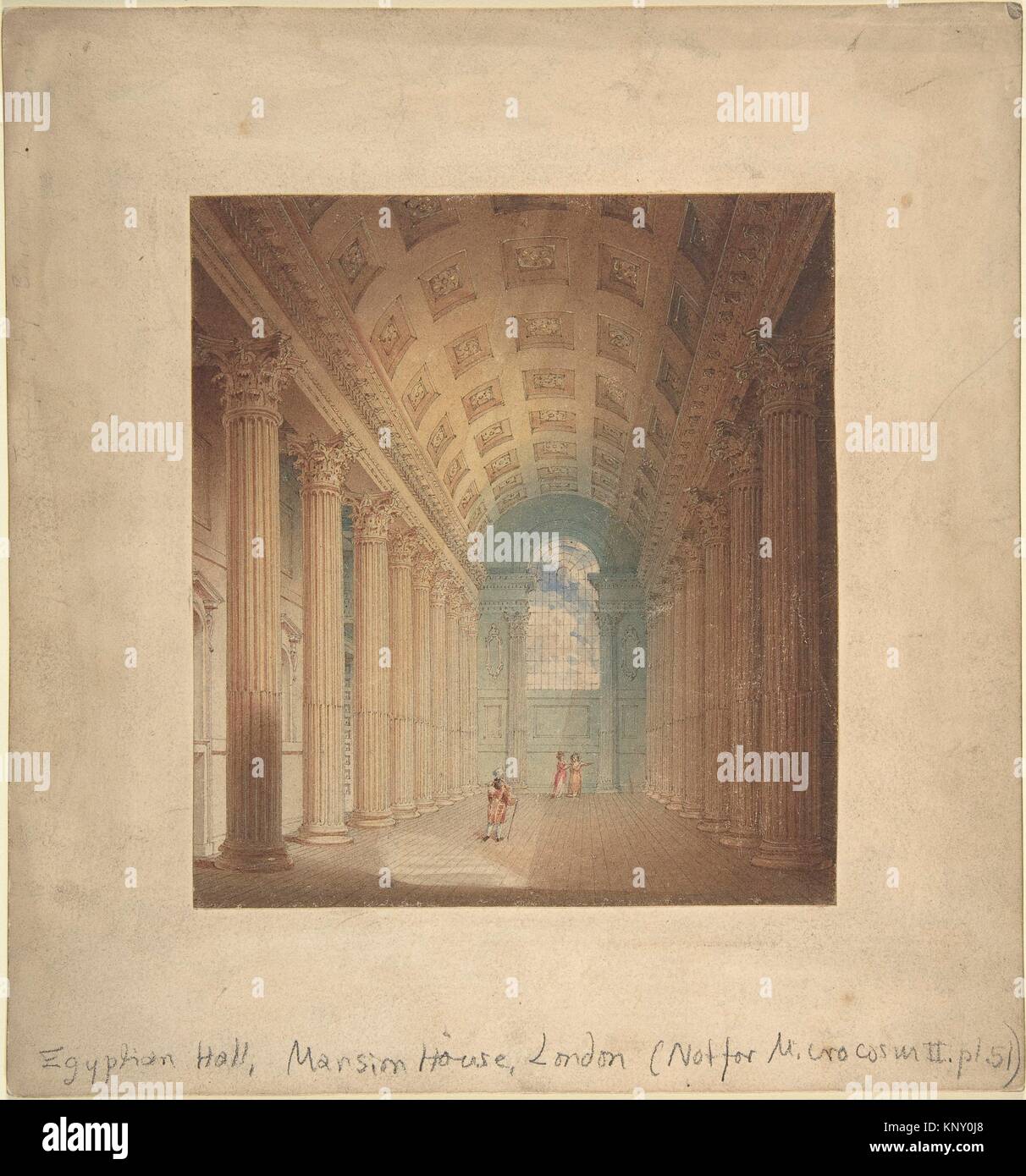 La salle égyptienne, Mansion House, Londres. Artiste : attribuée à Auguste Charles Pugin (British (né en France), Paris 1768/69-1832 London) ; et l'artiste Banque D'Images