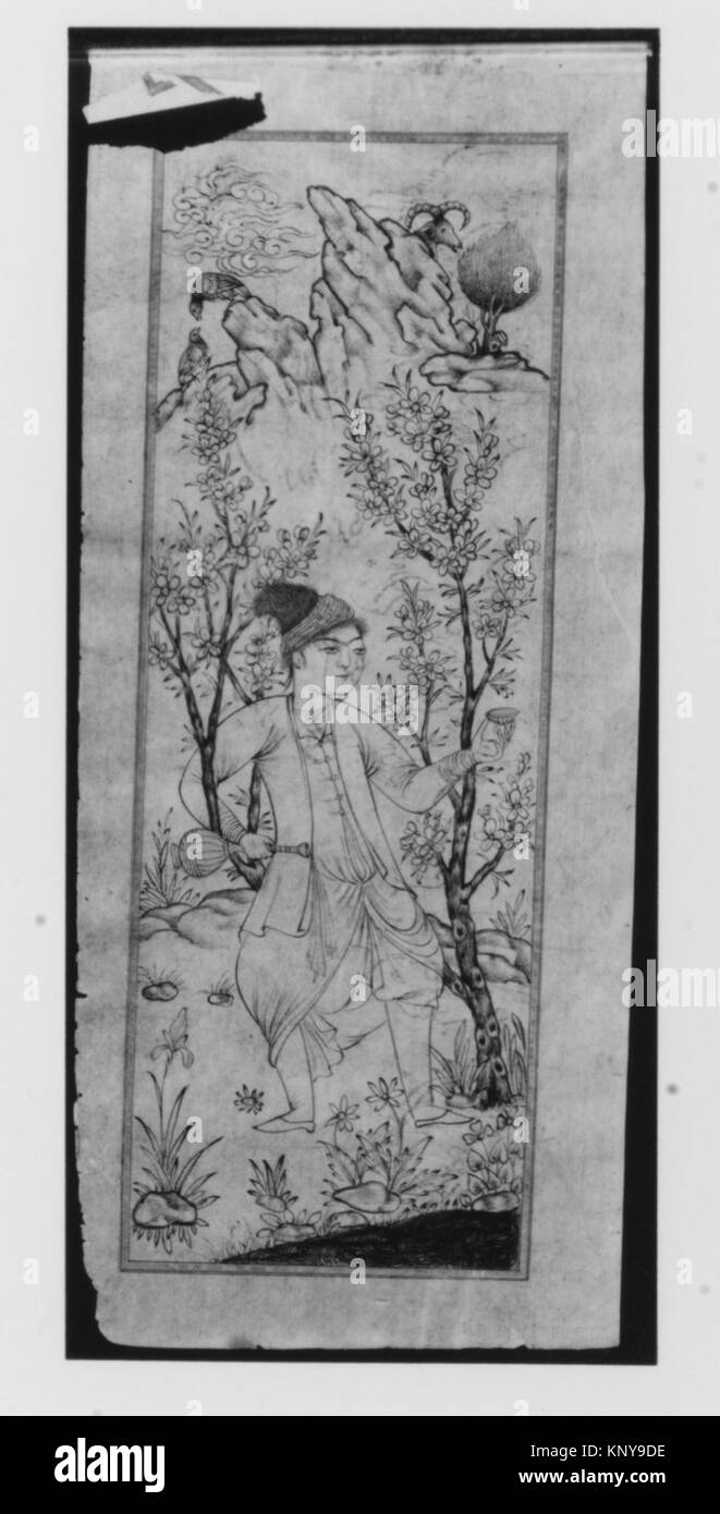 Cette anthologie de poésie persane (Safina), cataloguée MET 271203, est attribuée à l’Iran, créée à l’encre et à l’aquarelle sur papier, reliée en cuir. Banque D'Images