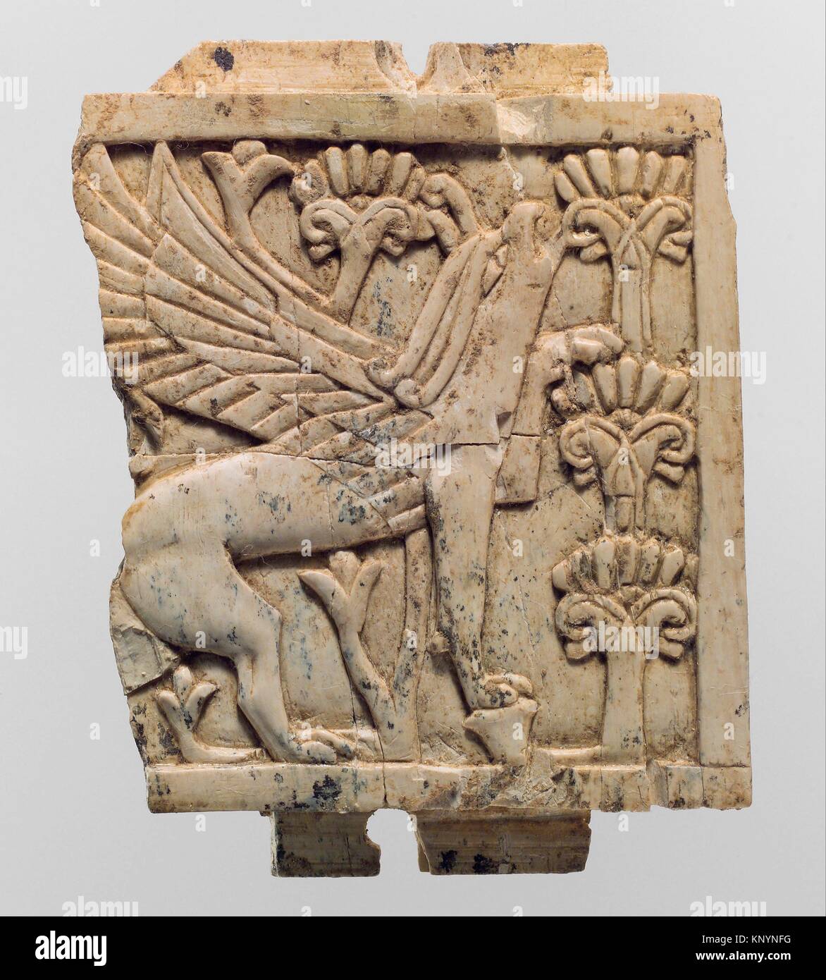 Plaque de meubles sculptés en relief avec un griffon dans un paysage  floral. Période : Neo-Assyrian ; Date : ca. 9ème-8ème siècle avant J.C ;  géographie : la Mésopotamie Photo Stock - Alamy