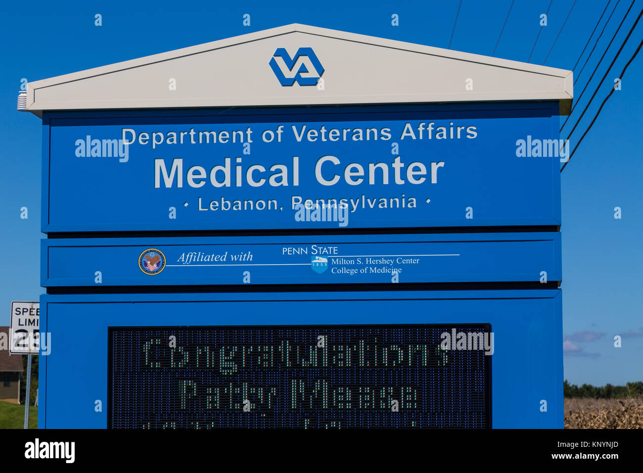 Liban, PA, USA - 5 octobre 2016 : le panneau d'entrée à l'US Department of Veterans Affairs Medical Center à Lebanon Comté.dd Banque D'Images