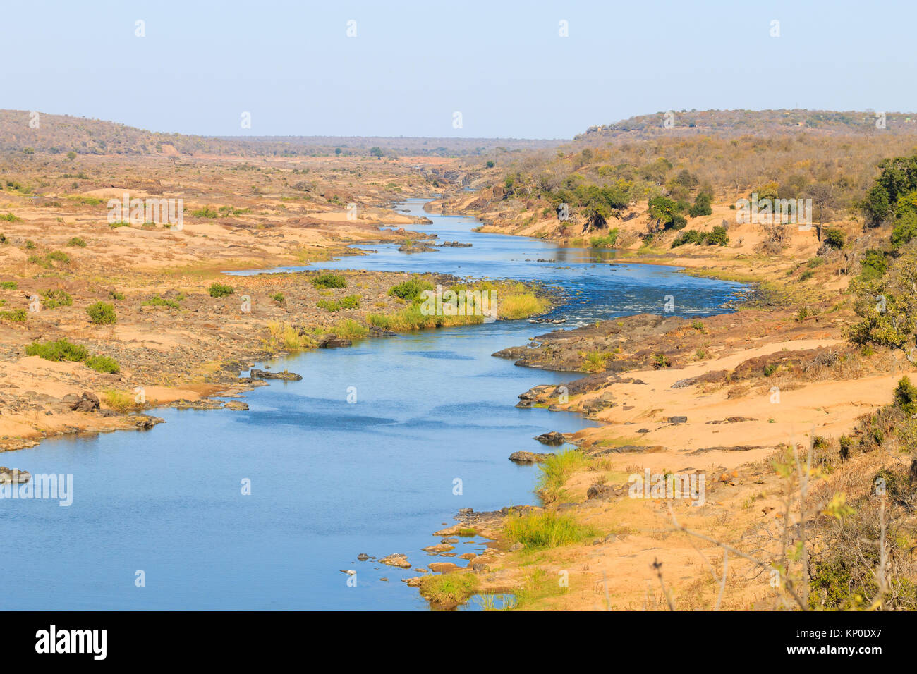 Olifants River panorama depuis le camp de Satara viewpoint, Kruger National Park, Afrique du Sud. Paysage africain. la nature sauvage. Banque D'Images