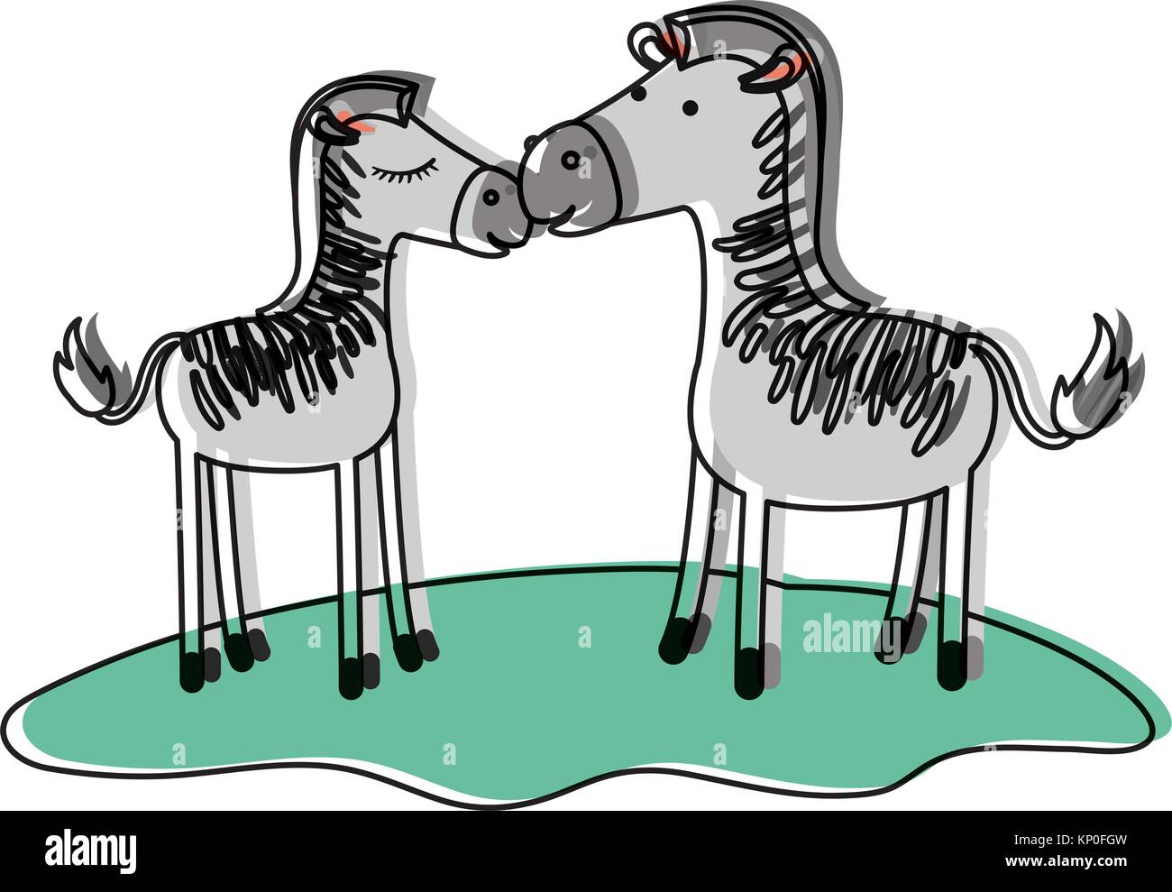 Plus de couple en herbe zebra silhouette aquarelle Illustration de Vecteur