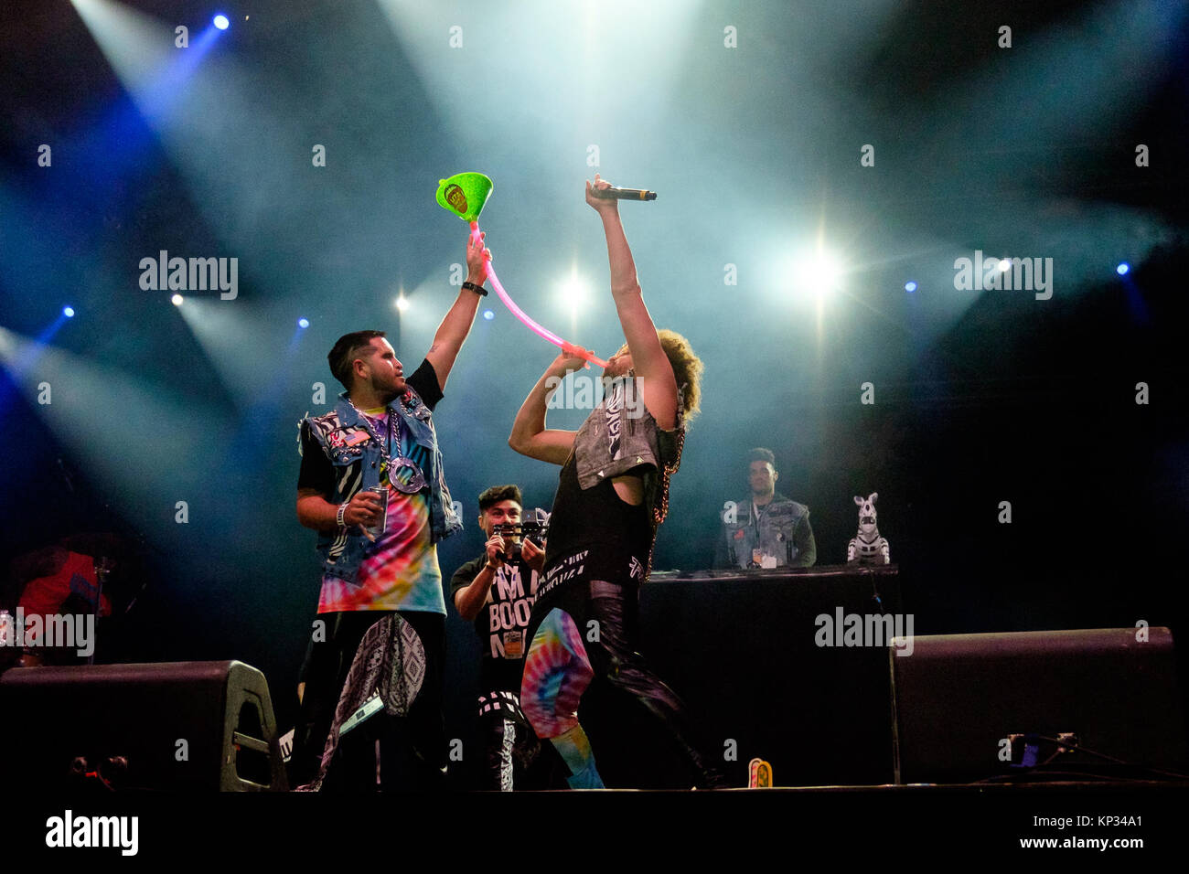 Le rappeur, chanteur et producteur de musique Redfoo effectue un concert live au festival de musique suisse Argovie Fäscht 2016. La Suisse, 11/06 2016. Banque D'Images