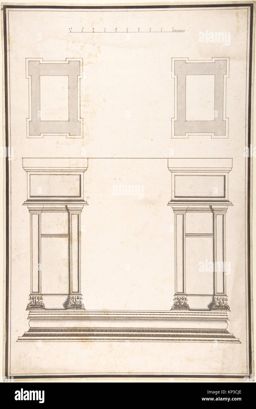 Portail d'entrée Plan- et de l'altitude, chaque pilier composé de deux pilastres atteint 345803 DP801602 Banque D'Images