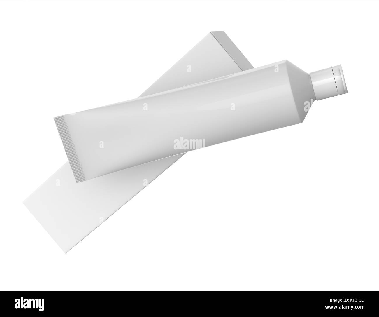 Dentifrice blanc immersive, tube blanc avec du papier fort en 3D render Banque D'Images