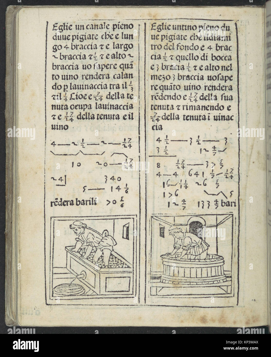 Page montrant des problèmes arithmétiques, des tableaux numériques et des diagrammes illustratifs de Arithmetica pour l'étude académique. Banque D'Images