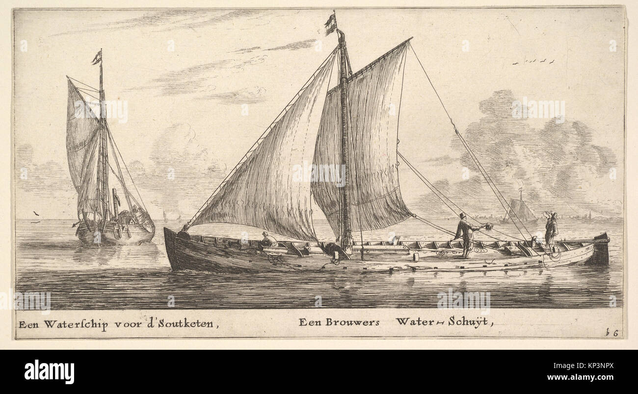 Un transport de l'eau Sel De Watership travaille et l'autre au transport de l'eau pour les Brasseries Réunies DP825108 UN Watership portant de l'eau pour les Salines et un autre portant de l'eau pour les Brasseries Réunies DP825108 /381307 Artiste : Reinier Nooms, appelé Zeeman, Néerlandais, Amsterdam ca. 1623 ?1664 Amsterdam, un transport de l'eau Sel De Watership travaille et l'autre au transport de l'eau pour les brasseries, 17ème siècle, l'attaque ; deuxième état, feuille : 5 1/4 x 9 3/4 in. (13,3 x 24,7 cm). Le Metropolitan Museum of Art, New York. Fonds Rogers, 1920 (20.24.18) Banque D'Images