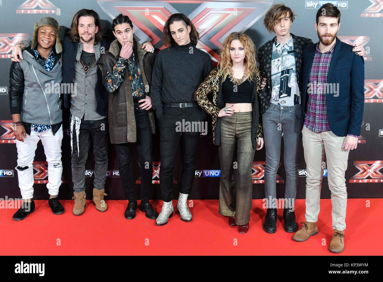 Milan, Italie. 13 Décembre, 2017. Milan. Conférence de presse de la final du XFactor 2017 dans la photo : Samuel Storm Enrico Nigiotti Maneskin Lorenzo Licitra : Crédit Photo Agency indépendante/Alamy Live News Crédit : Agence Photo indépendant Srl/Alamy Live News Banque D'Images