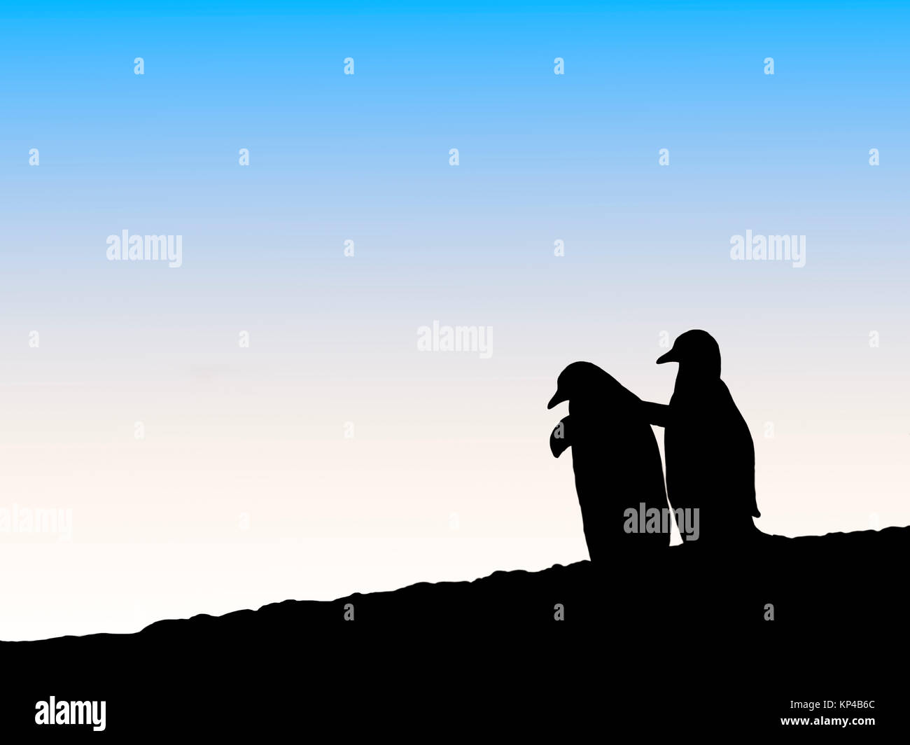 Silhouette de pingouins Banque D'Images