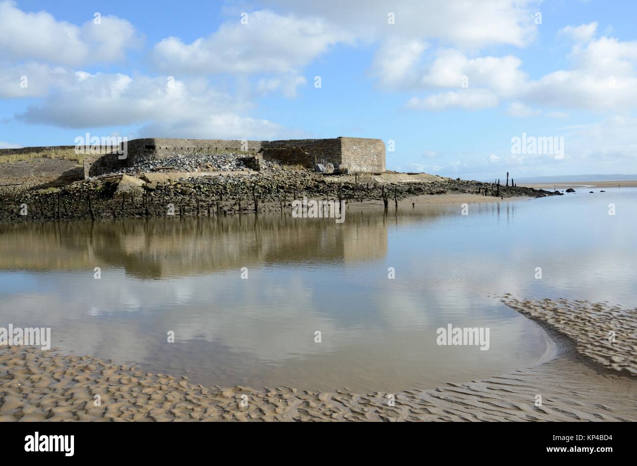 Construit en 1819 le port de Pembrey inscrite comme Monument Historique d'importance par l'estuaire CADW Burry millénaire côte du Pays de Galles Banque D'Images