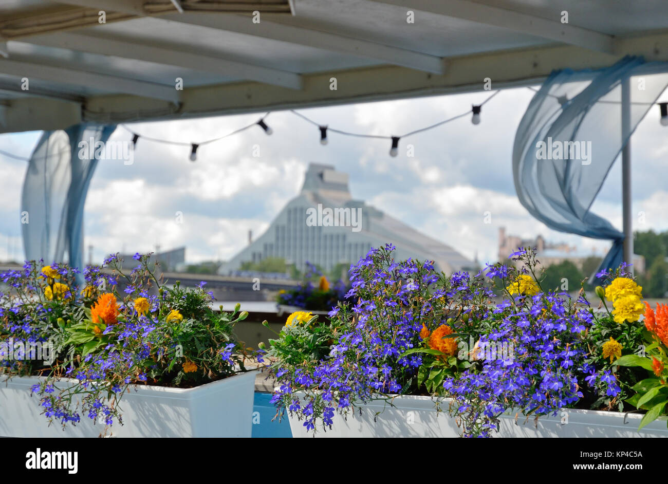 La décoration de la rue par des fleurs Banque D'Images