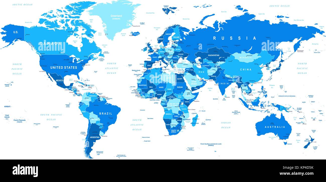 Vector illustration très détaillée de la carte du monde. Illustration de Vecteur