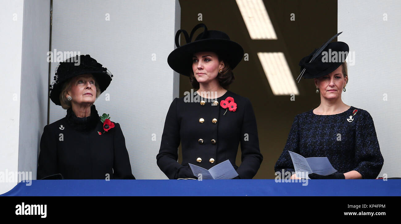 La Reine, accompagnée de plusieurs membres de la famille royale, assiste à la cérémonie du Jour du Souvenir au cénotaphe. Cette année, le Prince Charles est de jeter la couronne de la Reine en son nom. En vedette : la princesse Alexandra, Catherine duchesse de Cambridge, Kate Middleton, Sophie comtesse de Wessex Où : London, Royaume-Uni Quand : 12 novembre 2017 Crédit : John Rainford/WENN.com Banque D'Images