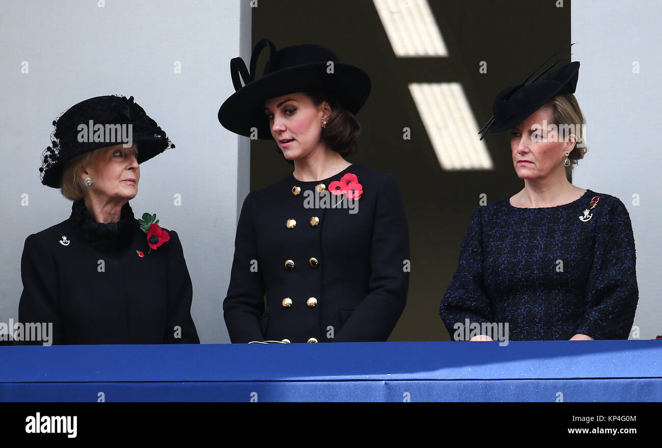 La Reine, accompagnée de plusieurs membres de la famille royale, assiste à la cérémonie du Jour du Souvenir au cénotaphe. Cette année, le Prince Charles est de jeter la couronne de la Reine en son nom. En vedette : la princesse Alexandra, Catherine duchesse de Cambridge, Kate Middleton, Sophie comtesse de Wessex Où : London, Royaume-Uni Quand : 12 novembre 2017 Crédit : John Rainford/WENN.com Banque D'Images