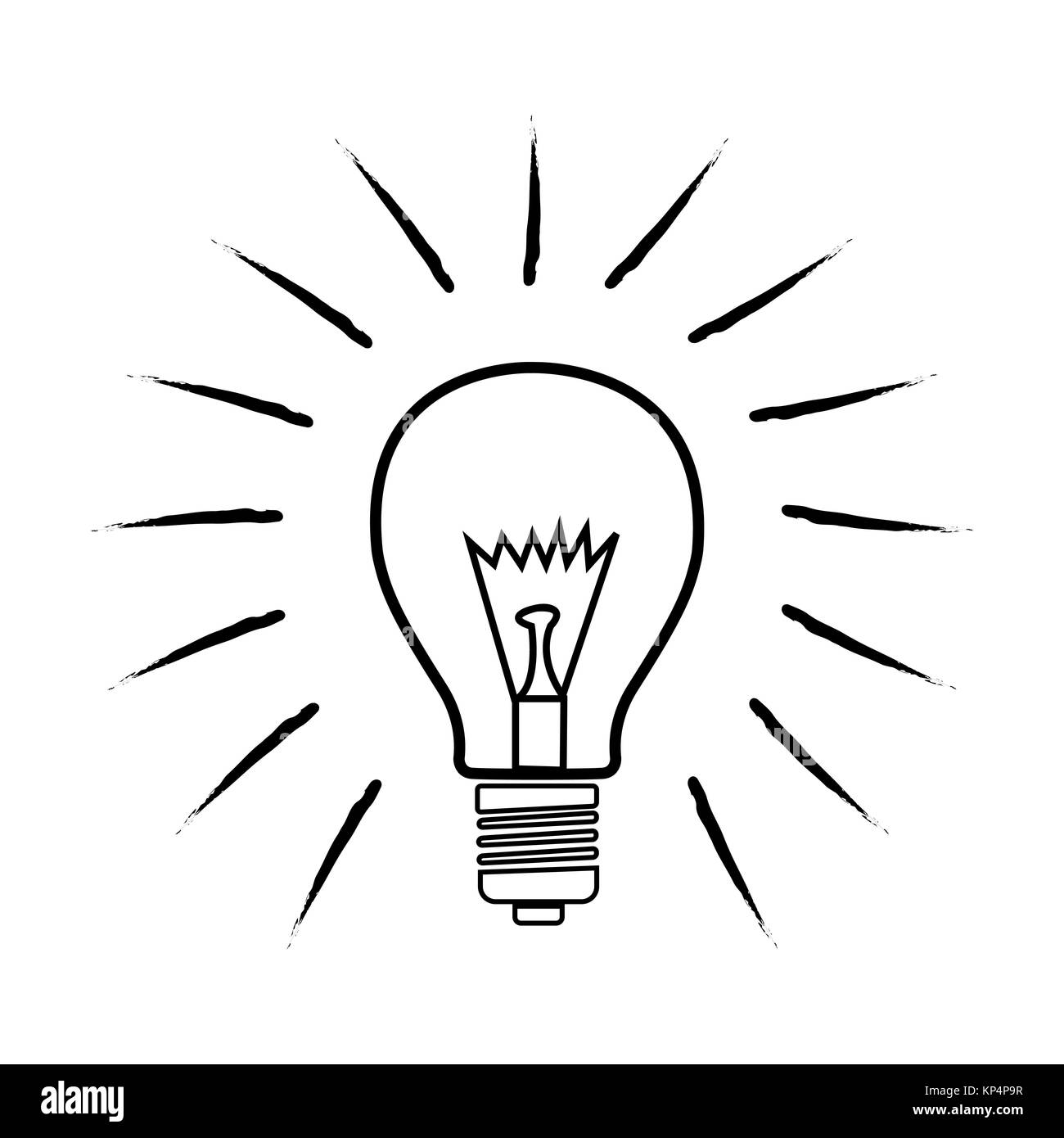 Illustration de sketchy ampoule sur fond blanc Banque D'Images