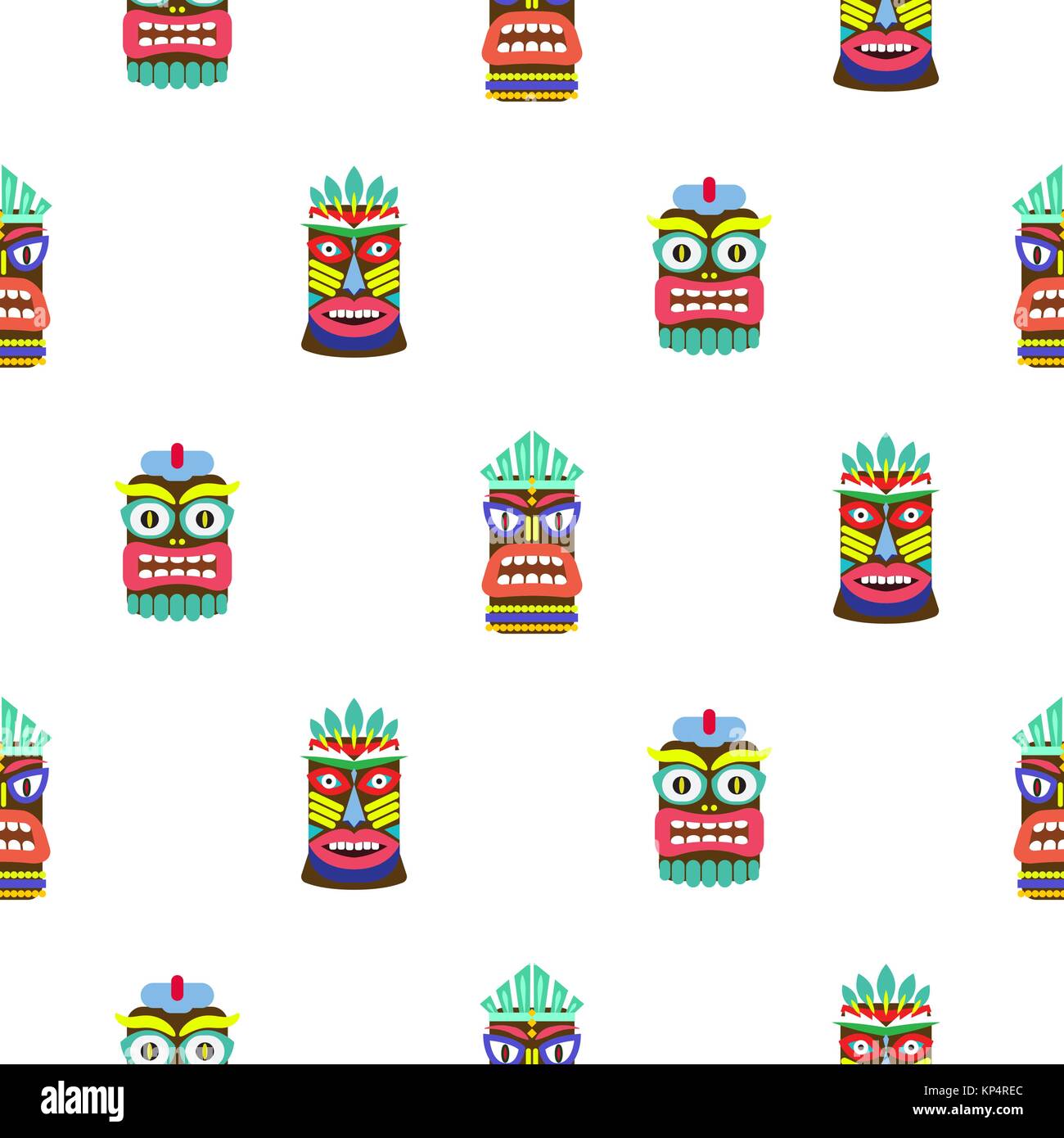 Masque tiki coloré vecteur modèle homogène. Illustration de Vecteur