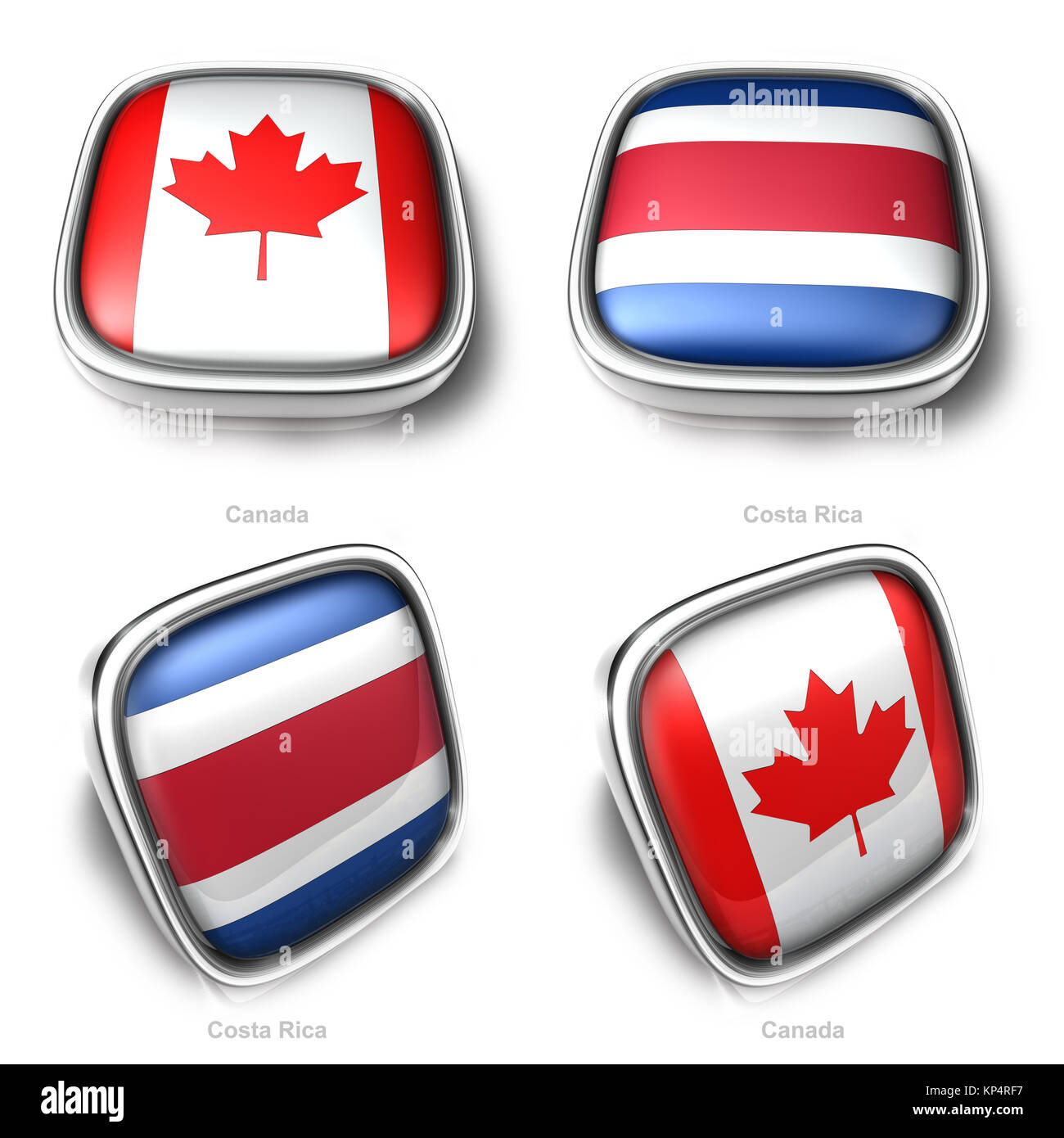 3d Le Canada et le Costa Rica bouton drapeau Banque D'Images