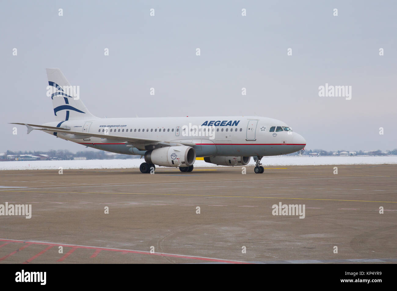 Airbus A319 d'Aegean Airlines à l'aéroport international Nikola Tesla de Belgrade de Belgrade, Serbie Banque D'Images