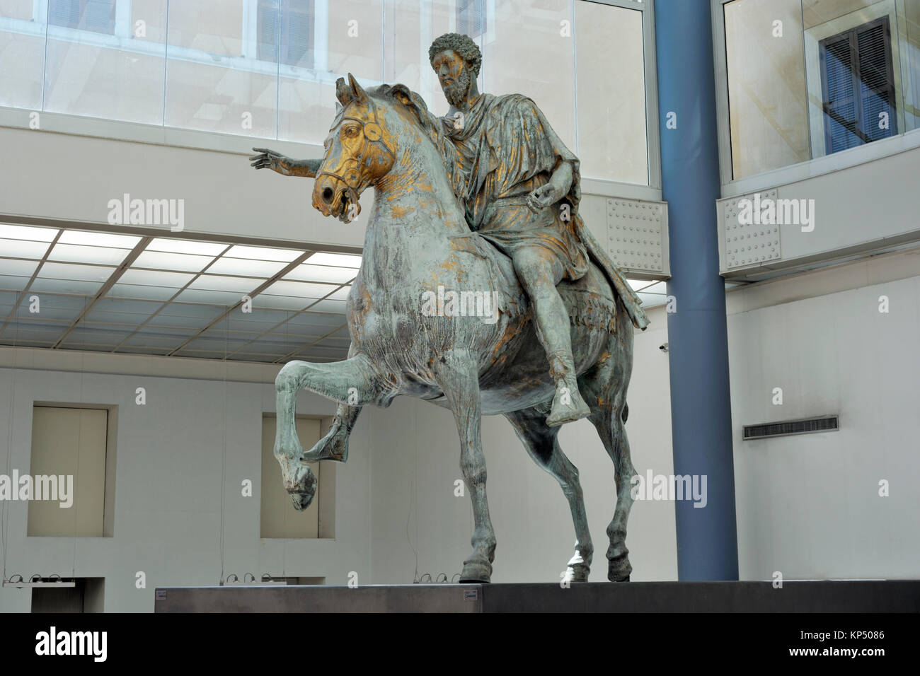 Italie, Rome, Musées du Capitole, Musei Capitolini, statue de Marcus Aurelius Banque D'Images