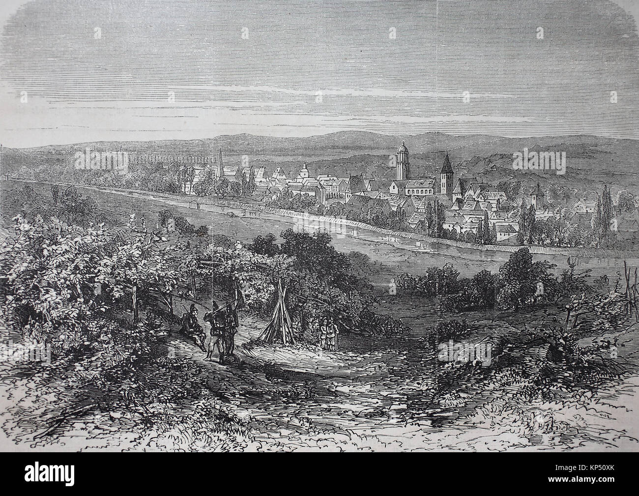 Vue de la forteresse Weissenburg en Alsace, France 1870, moment de la guerre franco-allemande ou la guerre franco-allemande, Deutsch-Franzoesischer Krieg, 1870 - 1871, l'amélioration numérique reproduction d'une gravure sur bois originale de 1871 Banque D'Images