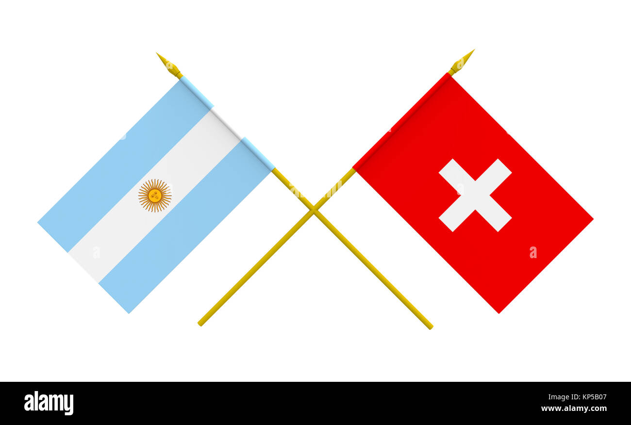 Drapeaux, l'Argentine et la Suisse Banque D'Images