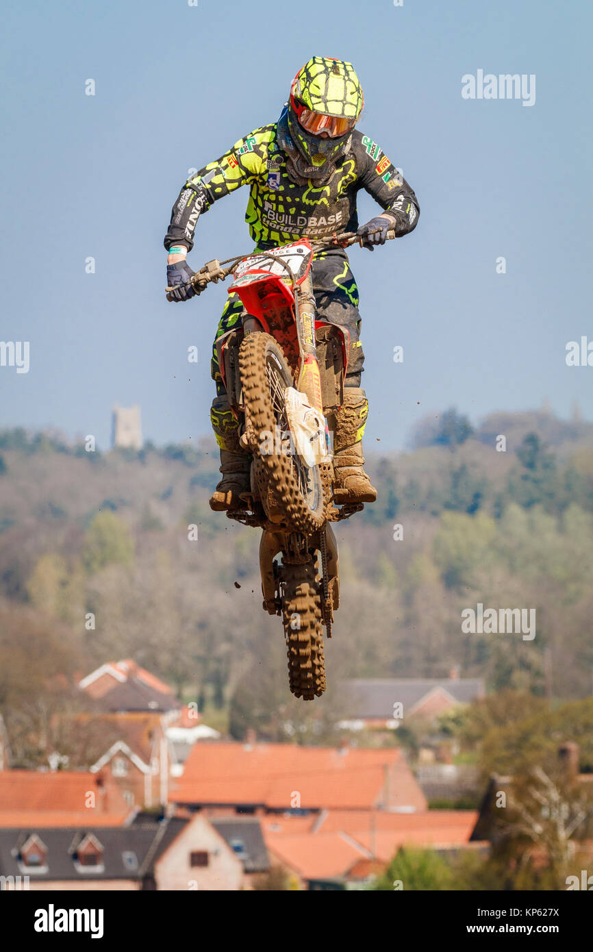 Martin Barr sur l'Buildbase Honda Racing MX2 à la Maxxis British Motocross Championship, Lyng, Cadders Hill, Norfolk, Royaume-Uni. Banque D'Images