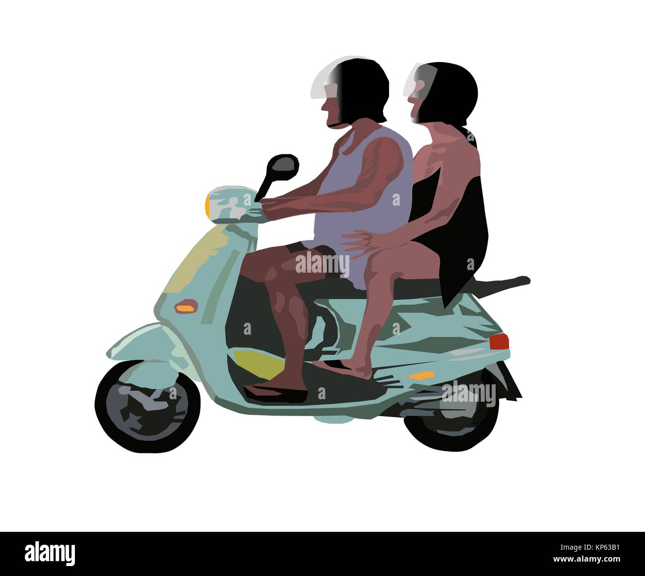 Green motor scooter Illustration de Vecteur