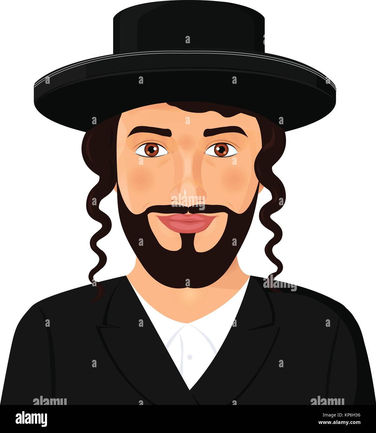 Portrait de l'homme juif orthodoxe avec hat dans un costume noir.  Jérusalem. Israël. Style Avatar vector illustration isolé sur fond blanc  Image Vectorielle Stock - Alamy