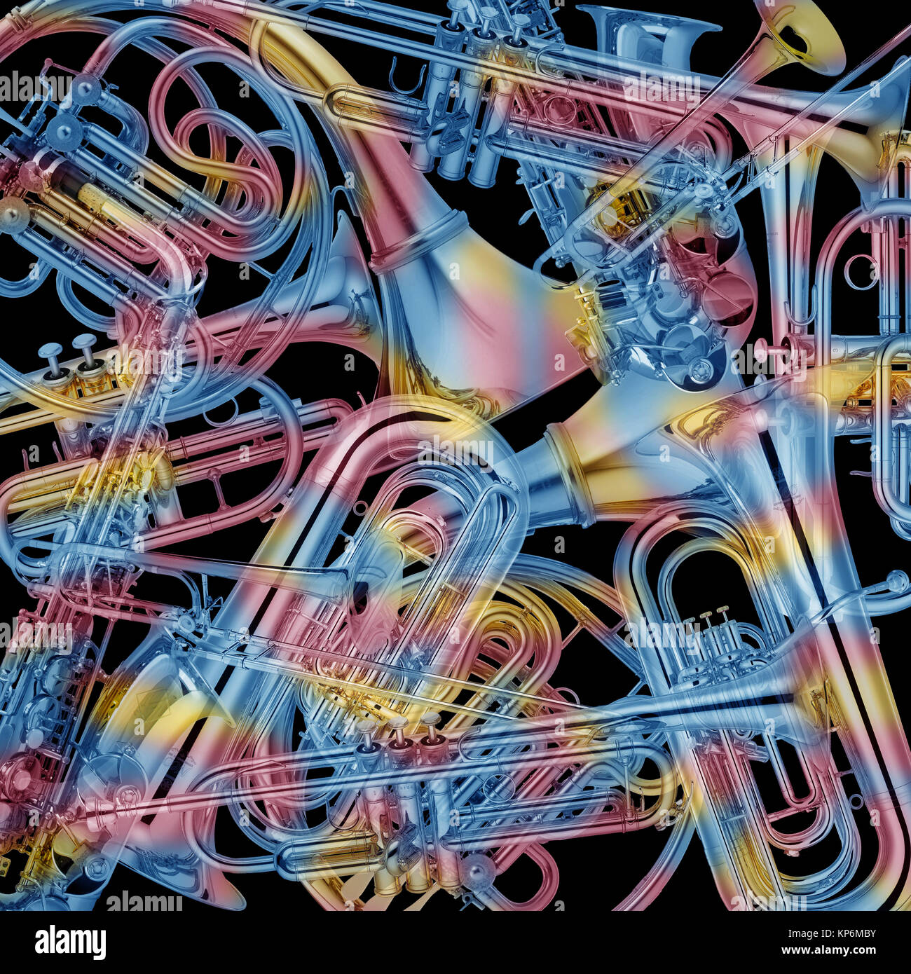 Montage d'instruments de musique en laiton Banque D'Images
