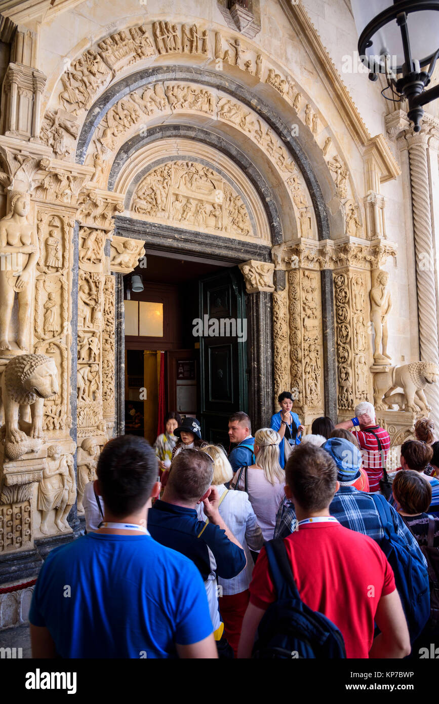 Cathédrale de St Lawrence, la vieille ville de Trogir, Croatie Banque D'Images