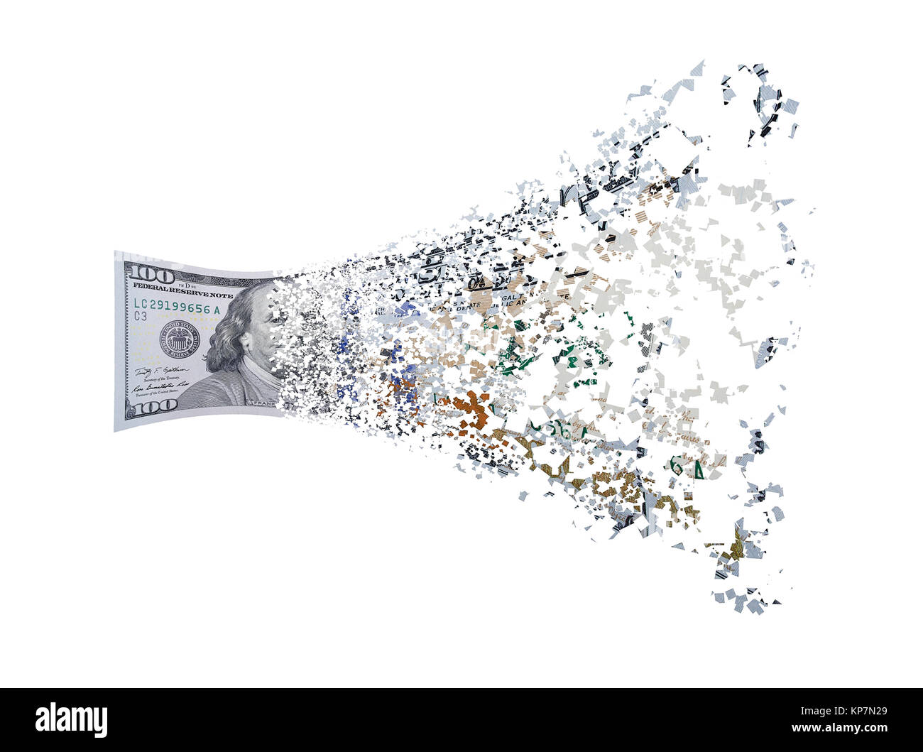 Hundred dollar bill se divise. Banque D'Images