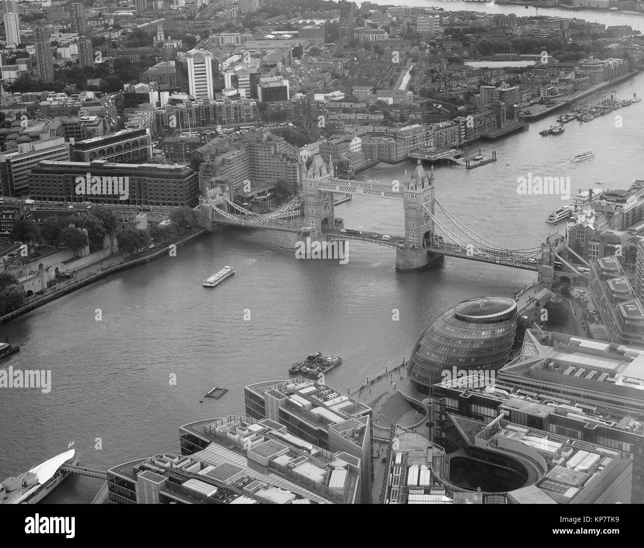 Le noir et blanc vue aérienne de Londres Banque D'Images