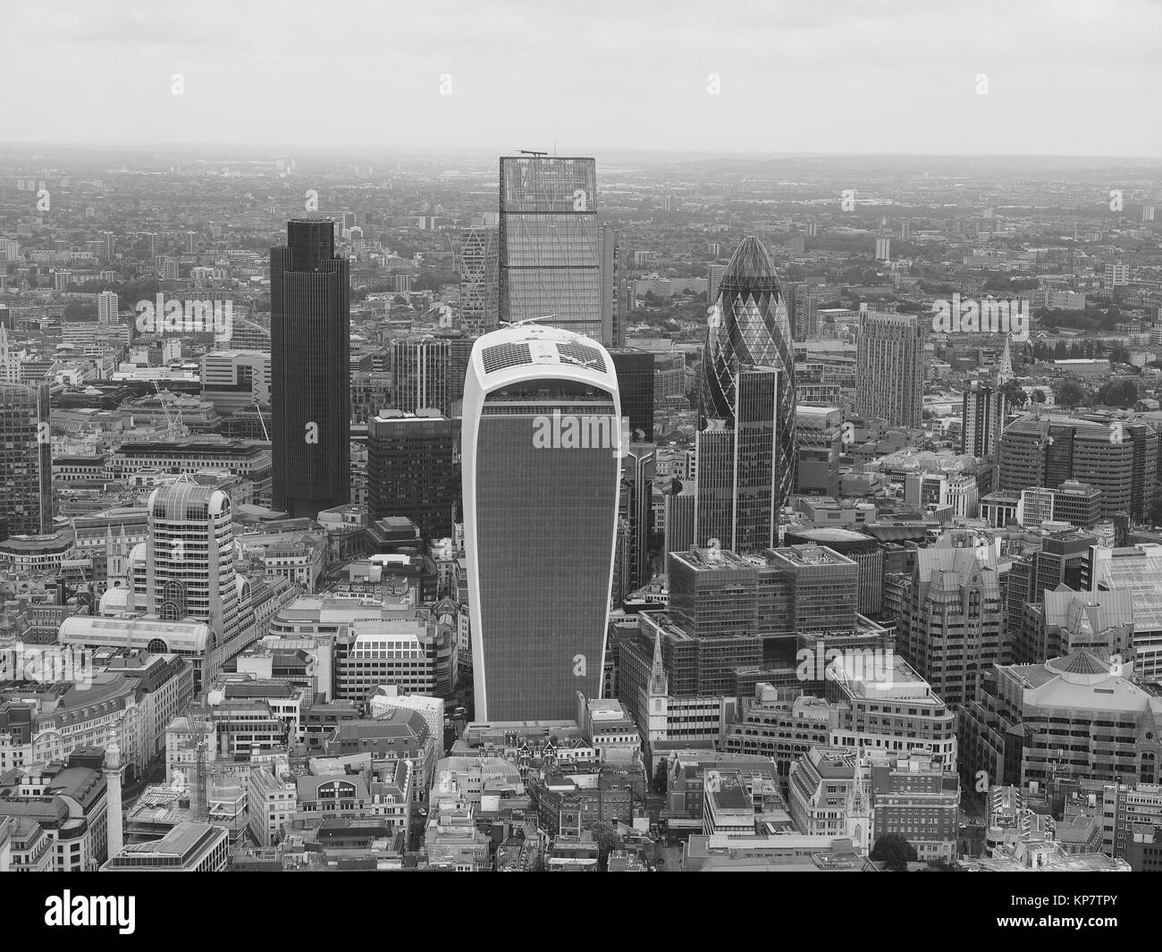 Le noir et blanc vue aérienne de Londres Banque D'Images