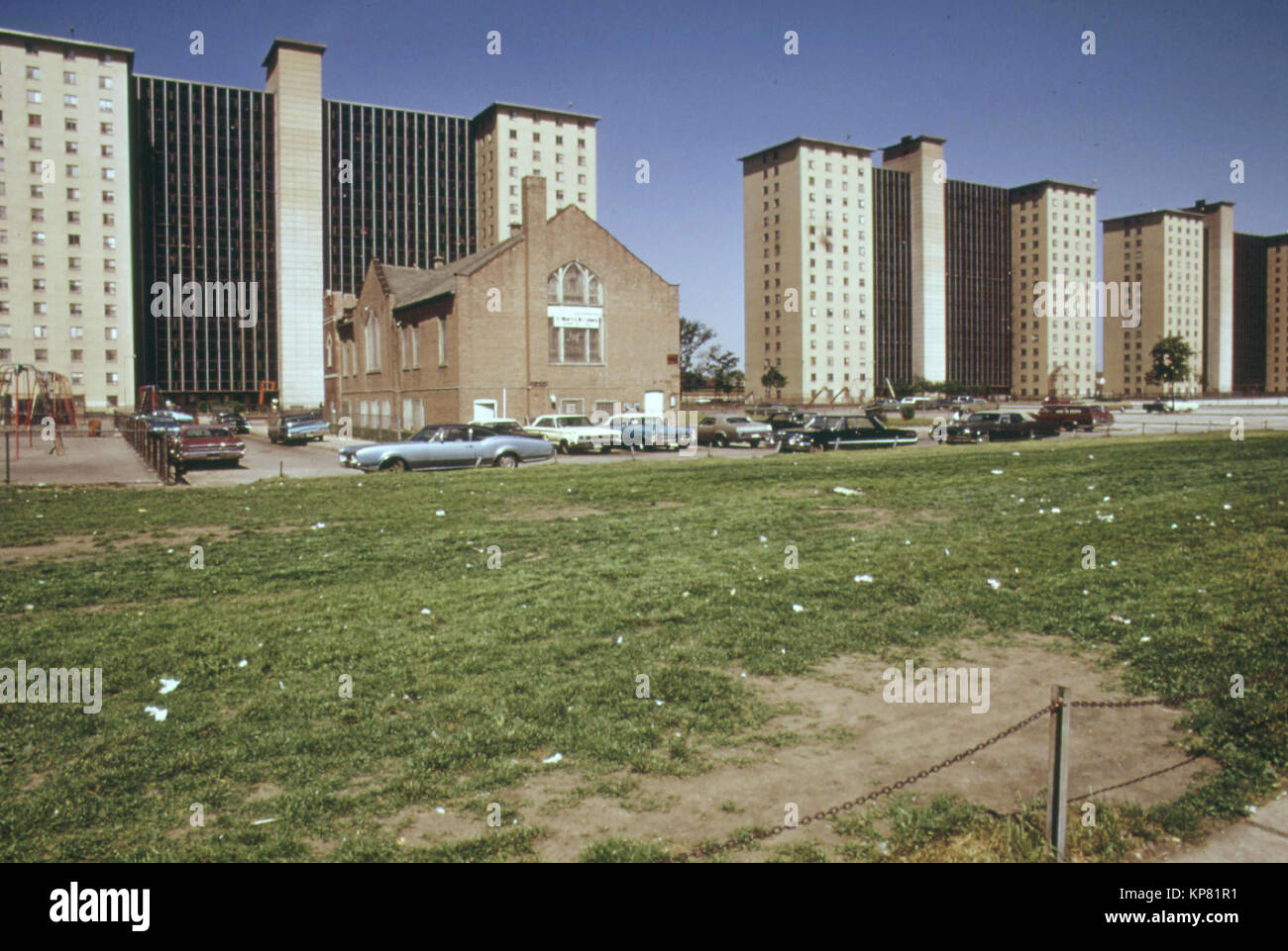 Robert Taylor Homes, un complexe d'appartements d'habitation à faible revenu habité par les Noirs sur le côté sud de Chicago, 06/1973 Banque D'Images